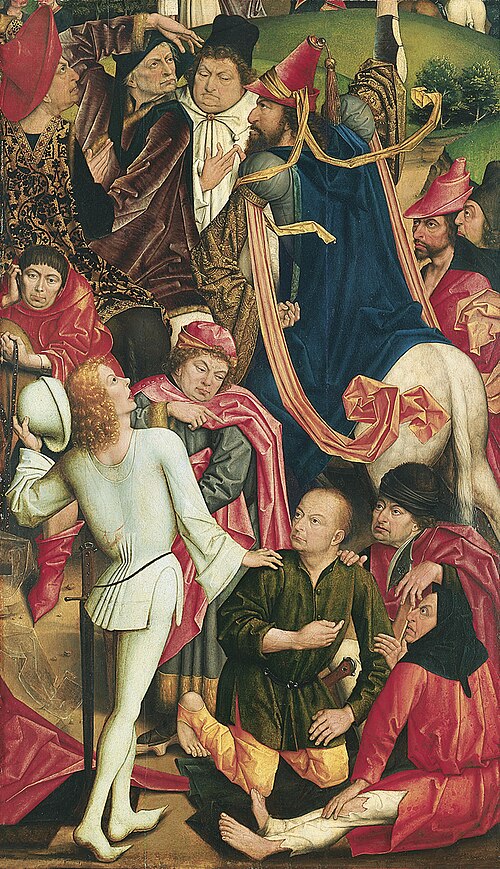 Knights and Soldiers playing Dice for Christ's Robe, 1477, Derick Baegert