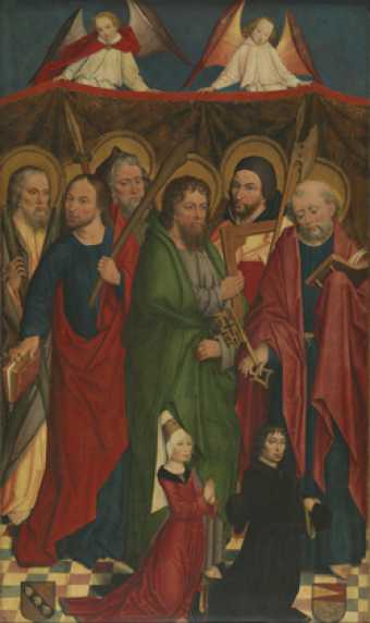 Six Apôtres et le donateur et sa femme à genoux, 1465, Derick Baegert
