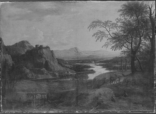 Flusslandschaft mit Tier- und Personenstaffage, 1669, Willem van Bemmel