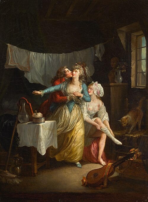 An amorous advance in an interior, 1700, Jean-Frédéric Schall