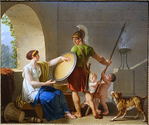 A Spartan Woman Giving a Shield to Her Son, 1805, Jean-Jacques Le Barbier
