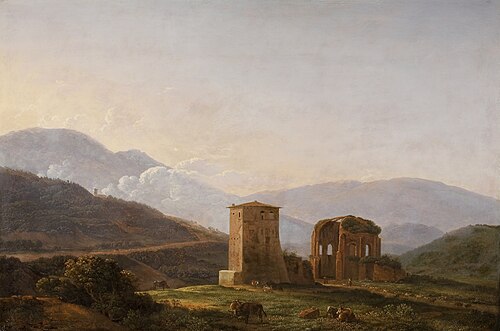 Vue d'Italie avec des ruines et un troupeau, 1820, Jean-Joseph-Xavier Bidauld