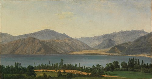 Lac Fucino et les montagnes des Abruzzes, 1789, Jean-Joseph-Xavier Bidauld