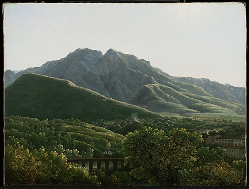 Vue du pont et de la ville de Cava, royaume de Naples, 1787, Jean-Joseph-Xavier Bidauld