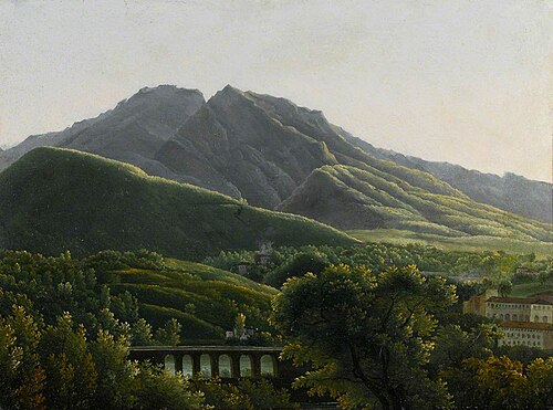 Vue du pont et de la ville de Cava, royaume de Naples, , Jean-Joseph-Xavier Bidauld