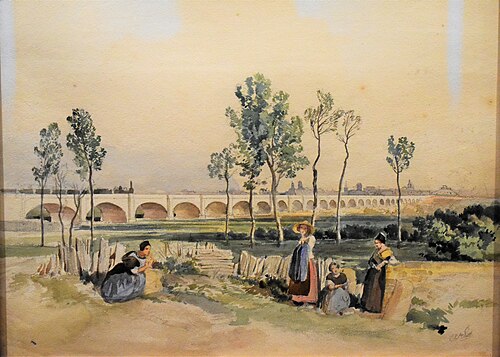 Arlésiennes devant l'aqueduc d'Arles, 1860, Bonaventure Laurens