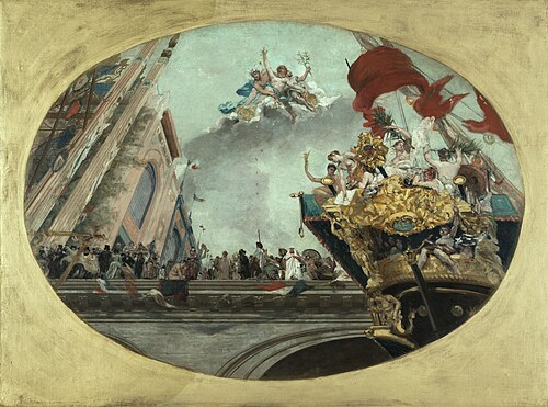 Esquisse pour l'escalier d'honneur de l'Hôtel des Monnaies : la Ville de Paris recevant les nations, 1890, Jean-Joseph Weerts