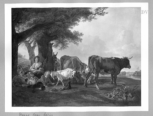 landscape with shepherdess and cattle, 1799, Jean-Louis de Marne
