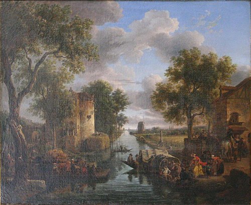 Bac et barques sur un canal, , Jean-Louis de Marne