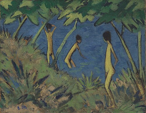 Landscape with Yellow Nudes, 1919, Otto Mueller