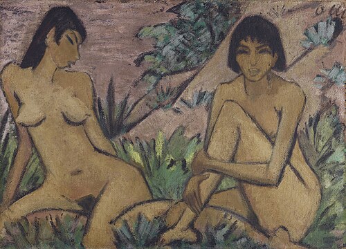 Two Female Nudes in a Landscape, 1926, Otto Mueller