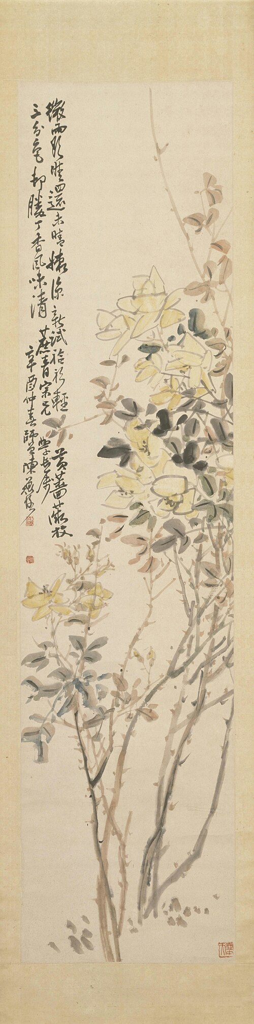 陈师曾蔷薇图轴, 1921, Shizeng Chen