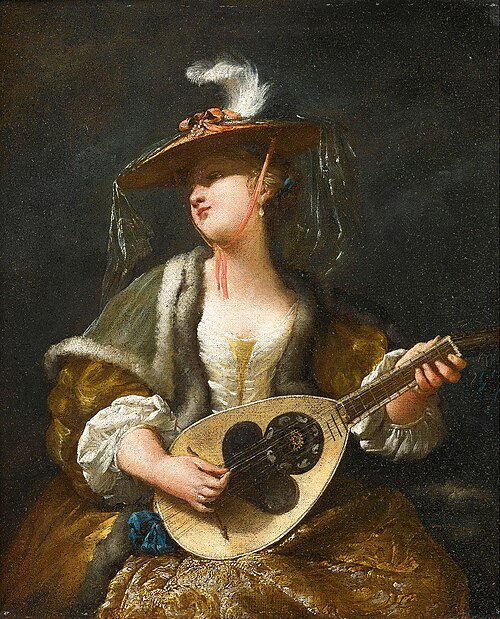 Lady playing a mandolin, 1750, Jean Barbault