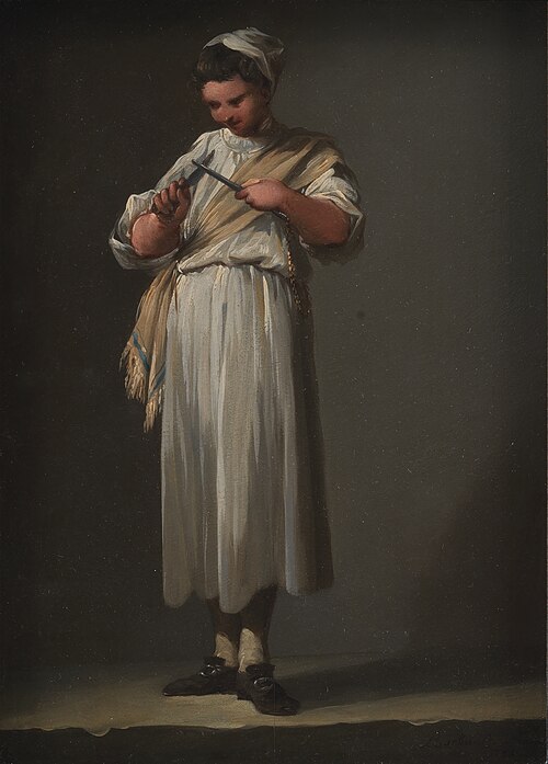 A Roman Cook´s Boy Sharpening a Knife, 1750, Jean Barbault