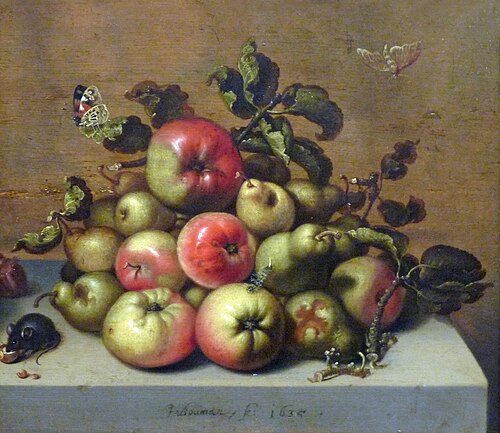 Still Life with pears and a mouse, 1635, Jean Bouman