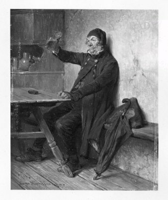 Peasant drinking beer, 1879, Hugo Kauffmann