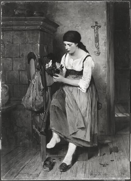 Bauernmagd am Ofen, 1874, Hugo Kauffmann