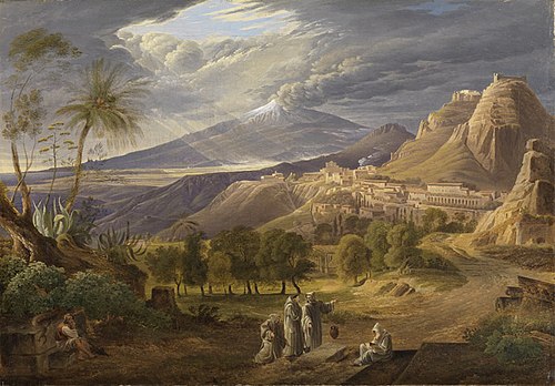 Ansicht von Taormina mit Aetna, 1824, Carl Ludwig Frommel