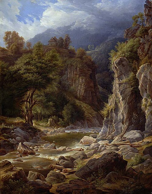 Felspartie bei Langenbrand im Murgtal, 1840, Carl Ludwig Frommel