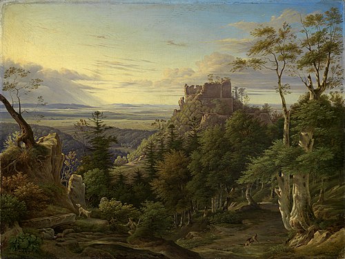 Blick auf die Burg Alt-Eberstein, 1832, Carl Ludwig Frommel
