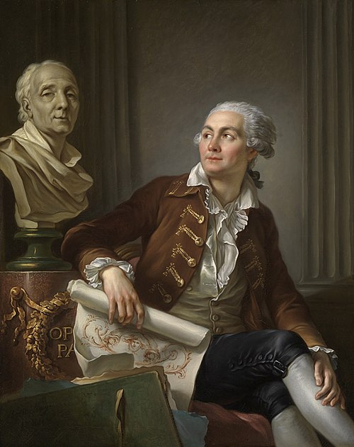 Bildnis eines Herrn mit der Büste des Denis Diderot, 1784, Jean Simon Berthélemy
