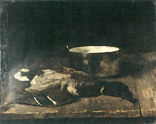 Stilleben mit Ente und Emailletopf, 1880, Carl Schuch