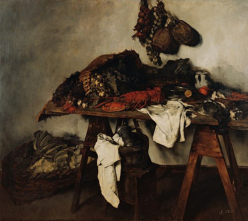 Großes Küchenstillleben, 1879, Carl Schuch