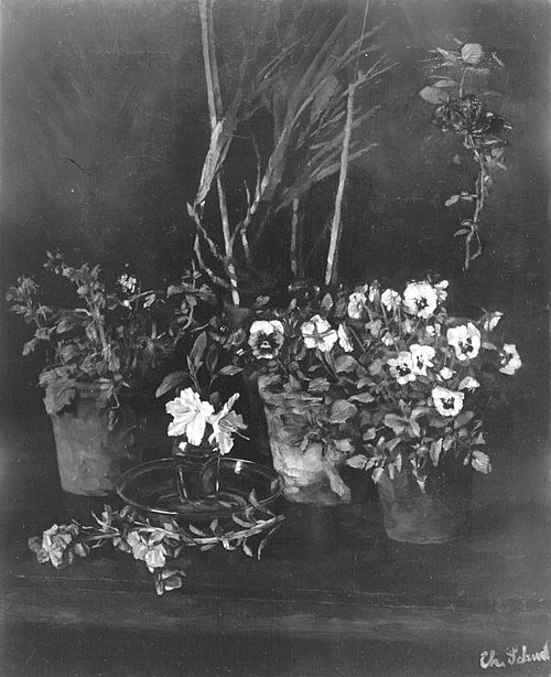 Blumenstillleben mit Stiefmütterchen, 1878, Carl Schuch