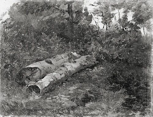 Waldinneres mit zwei gefällten Bäumen, , Carl Schuch