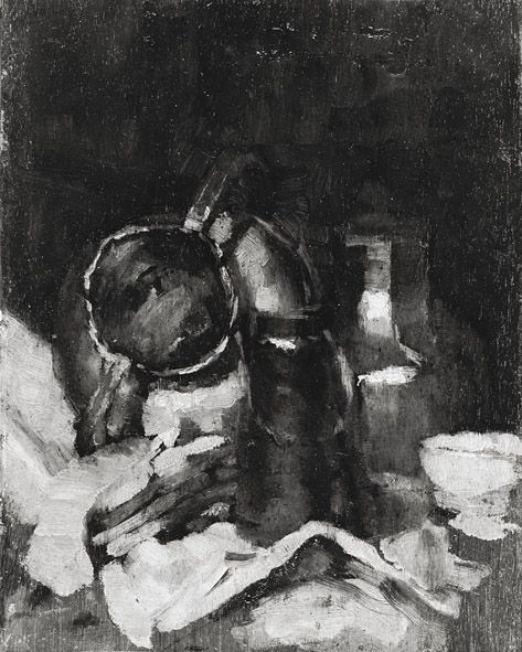 Vorderseite: Karl Hagemeister, Teller mit Austern - Rückseite: Carl Schuch, Stillleben mit Kanne, 1884, Carl Schuch