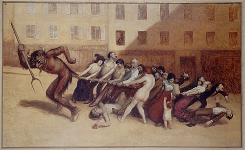 Les Parisiens tirant le diable par la queue, 1920, Jean Veber