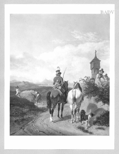landcape meeting with the postman, 1822, Carl Wilhelm von Heideck