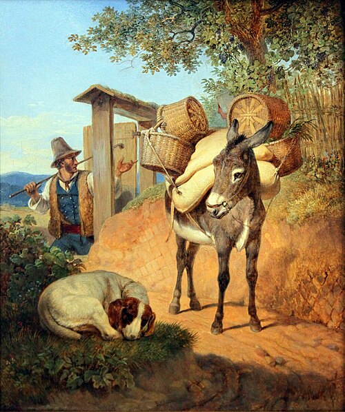 Donkey, dog and driver, 1831, Carl Wilhelm von Heideck