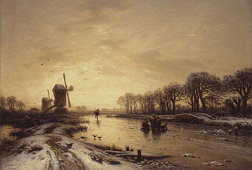 Spreewald in winter, 1860, Eduard Hildebrandt