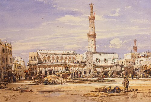 Grand Mosque in Alexandria, 1851, Eduard Hildebrandt
