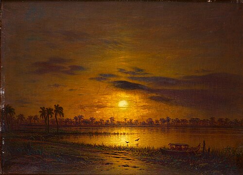 Sunset over a river, 1861, Eduard Hildebrandt