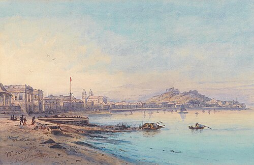 View of Praya Grande, Macao, 1863, Eduard Hildebrandt