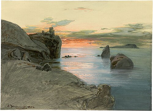Rocky coast in the sunset, 1853, Eduard Hildebrandt