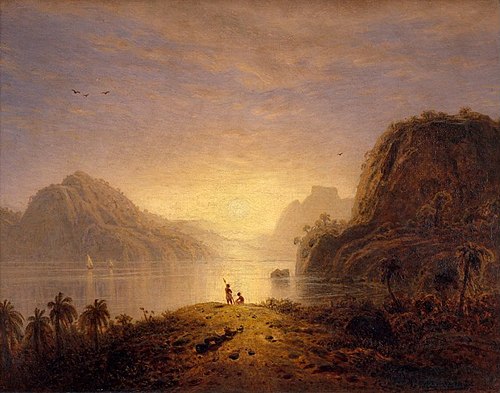 Sunset over Pedra da Gávea, Rio de Janeiro, 1860, Eduard Hildebrandt