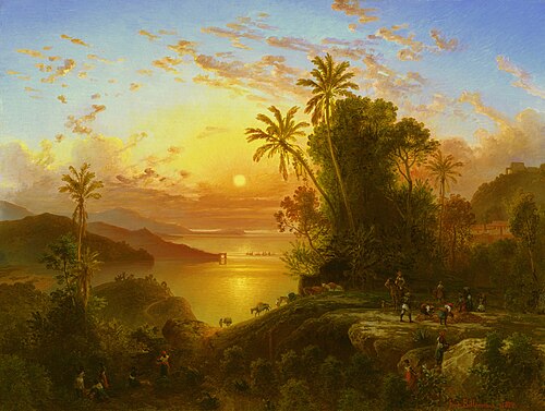 Coast of La Guaira at sunset, 1874, Ferdinand Bellermann