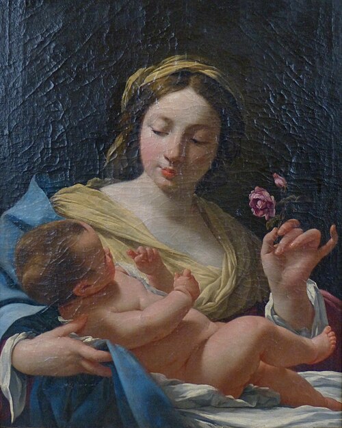 La Vierge et l'enfant à la rose, 1637, Simon Vouet
