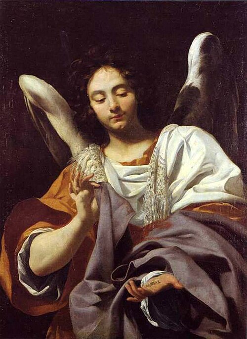 Ange portant les dés et la tunique, 1620, Simon Vouet