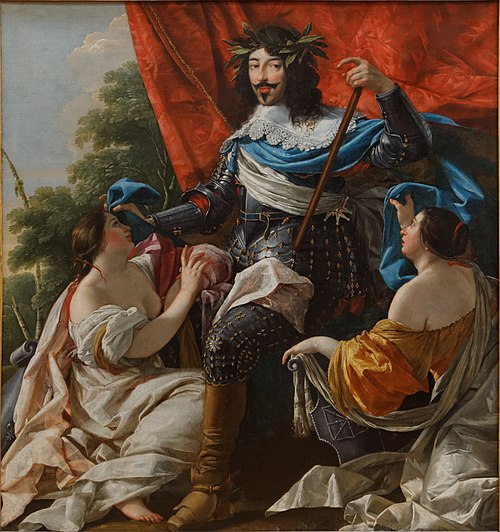 Louis XIII entre deux figures de femmes symbolisant la France et la Navarre, 1700, Simon Vouet