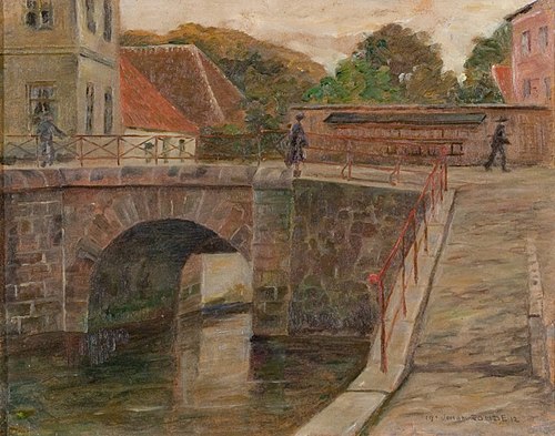 Toldbroen i Ribe, set fra skibbroen, 1912, Johan Rohde