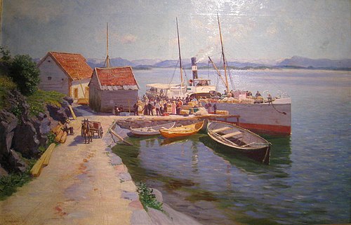 The local steamer at the pier, 1891, Johannes Grimelund
