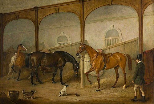 Tom of Lincoln and the Engineer in the Stables at Newport Lodge, Melton Mowbray, Leicestershire, 1852, John Ferneley