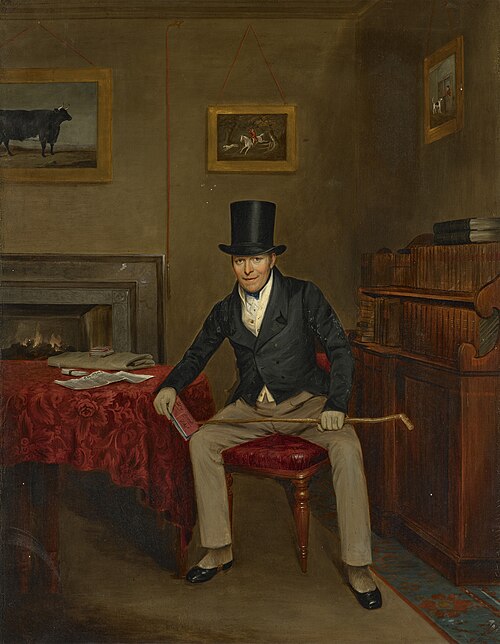 Portrait of Anthony Adrian Keith-Falconer, 7th Earl of Kintore (1794-1844), seated in an interior, 1850, John Ferneley