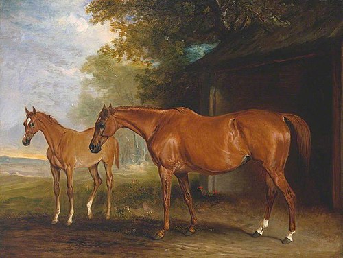 Defiance, a Brood Mare, with Reveller, a Foal, 1833, John Ferneley