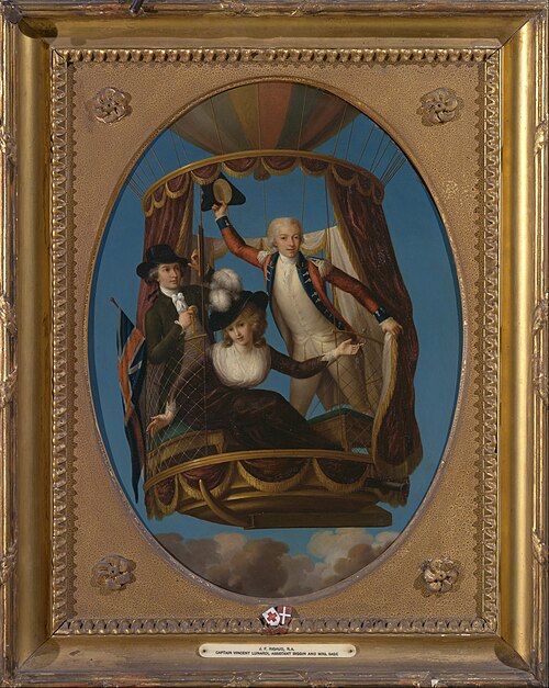 Captain Vincenzo Lunardi with his Assistant George Biggin, and Letitia Anne Sage (née Hoare), in a B, 1785, John Francis Rigaud