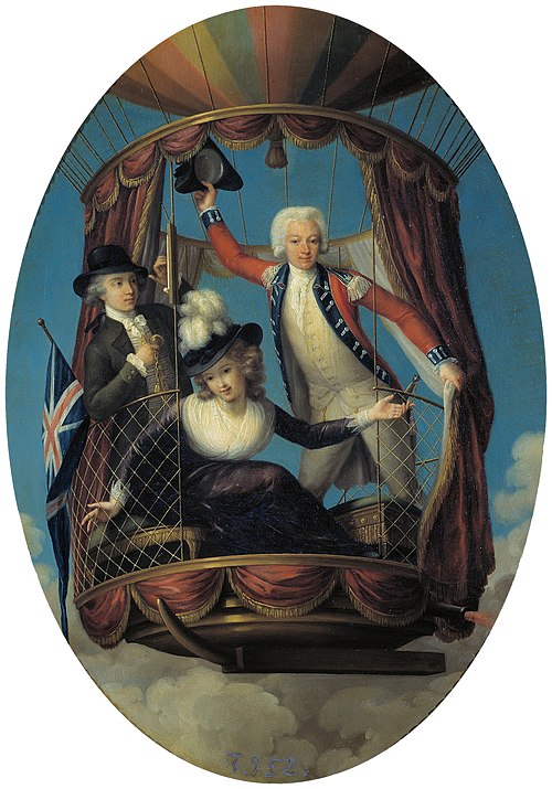 V. Lunardi, Mrs Sage and G. Biggin in a Hot Air Balloon, 1785, John Francis Rigaud
